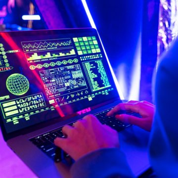 computer screen emitting blue light